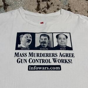 Infowars Mass Murderers Agree Gun Control Works Shirt Size 2XL Alex Jones